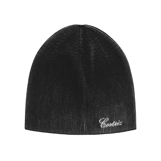 2 TONE RIBBED KNIT BEANIE [BLACK]