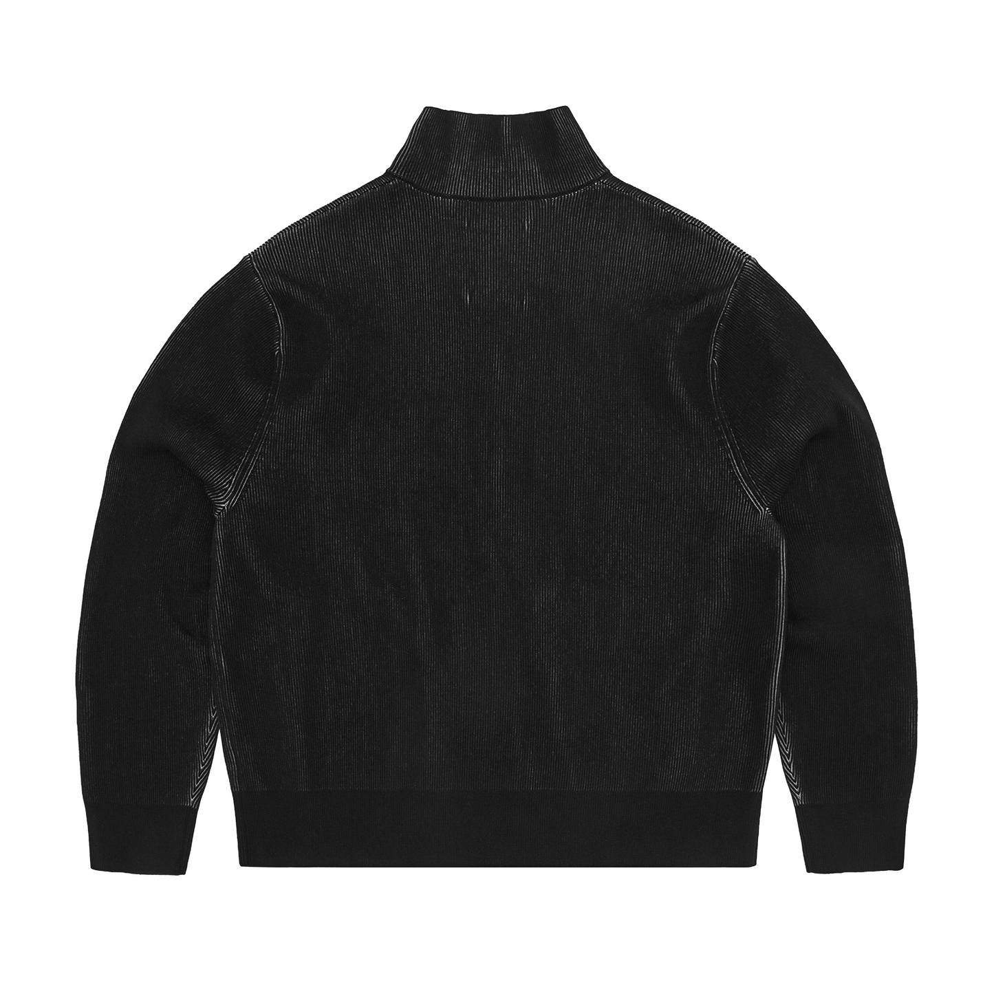 2 TONE RIBBED KNIT ZIP UP [BLACK]