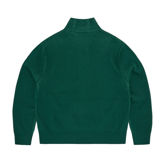 2 TONE RIBBED KNIT ZIP UP [GREEN]