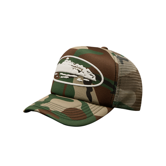 ISLAND PUFF PRINT TRUCKER HAT [WOODLAND CAMO]
