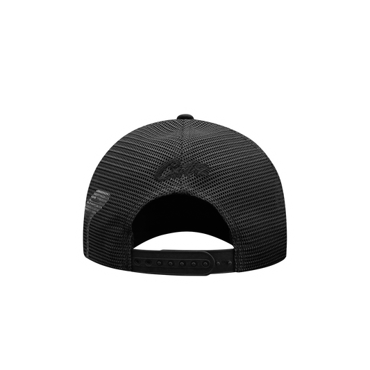 ALCATRAZ PUFF PRINT TRUCKER HAT [TRIPLE BLACK]