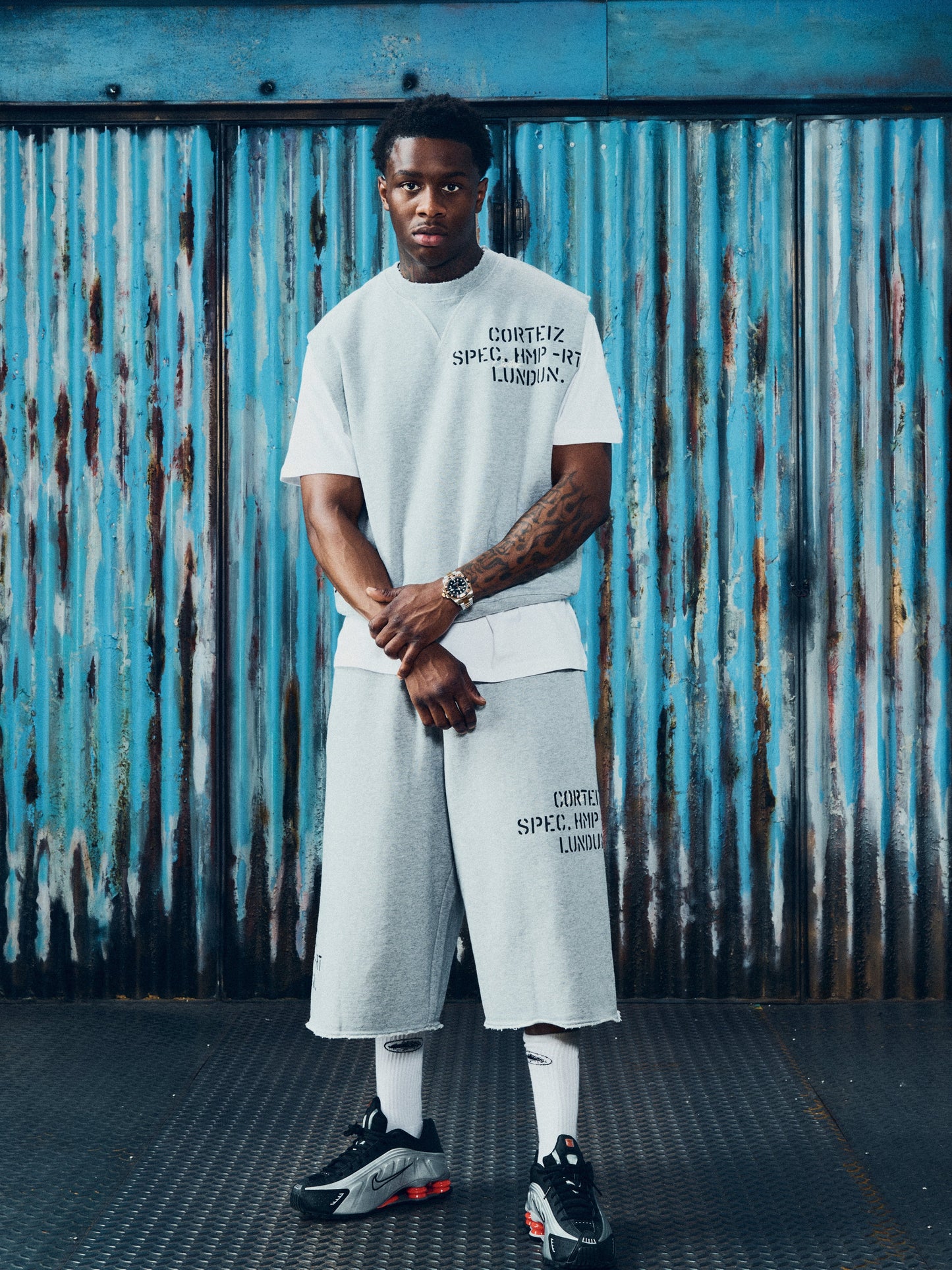 HMP STENCIL SWEATSHORT [HEATHER GREY]