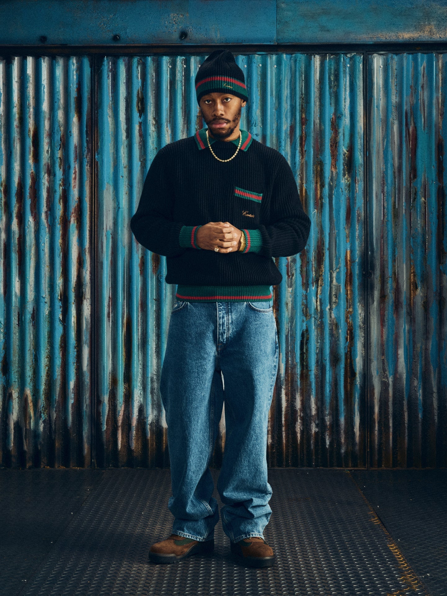 GIANNI KNIT POLO SWEATER [BLACK]