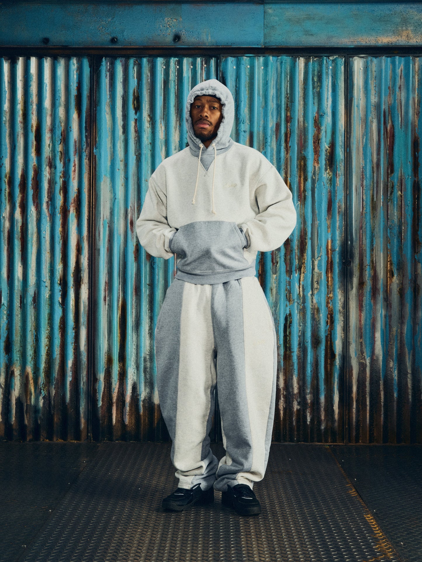 HMP CONTRAST OPEN HEM SWEATPANT [HEATHER GREY]
