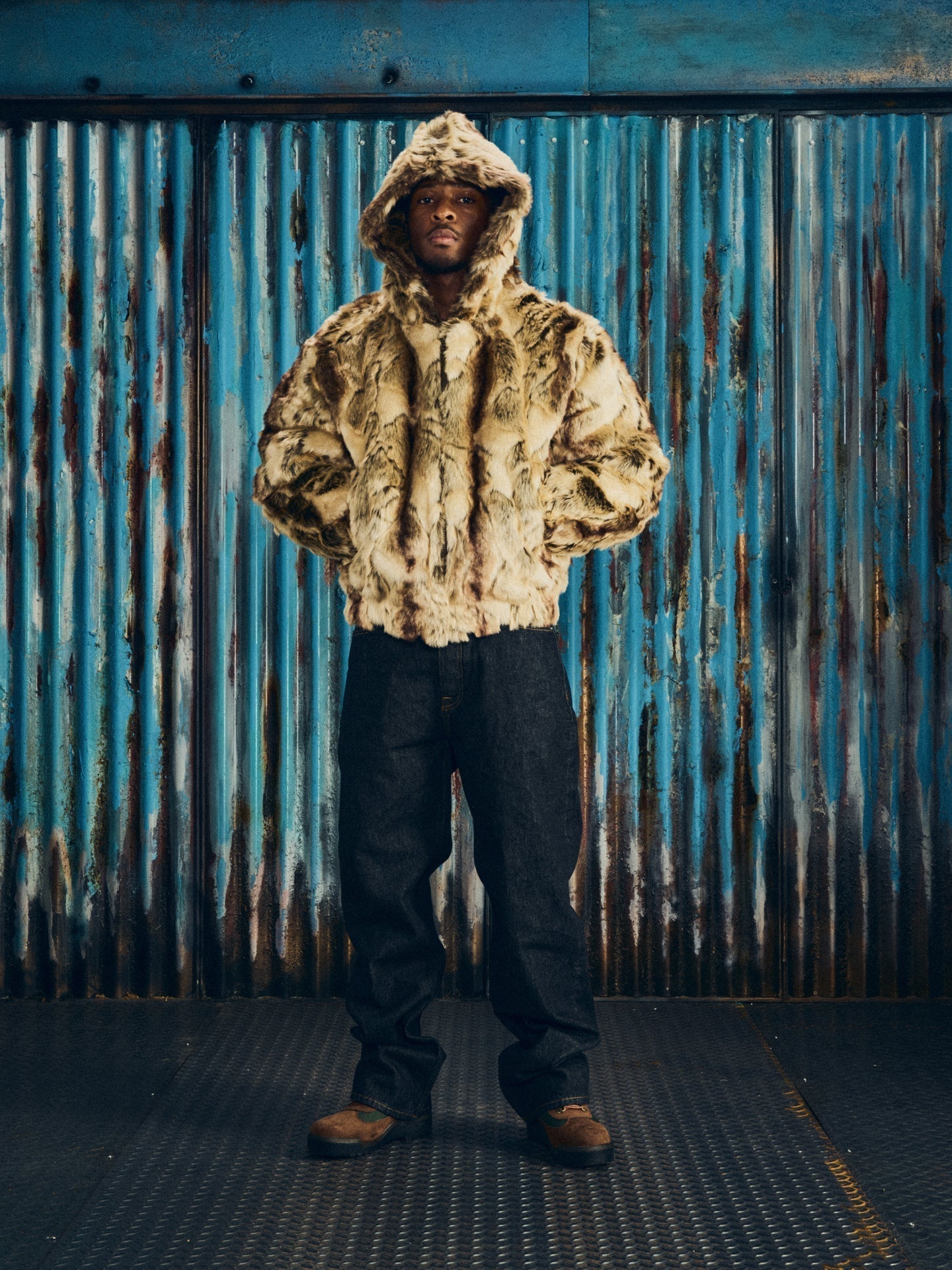 PELT HOODED FUR JACKET [FAWN]