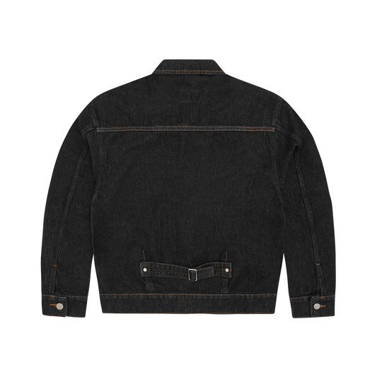 CREST CHAINSTITCH DENIM TRUCKER [WASHED BLACK]