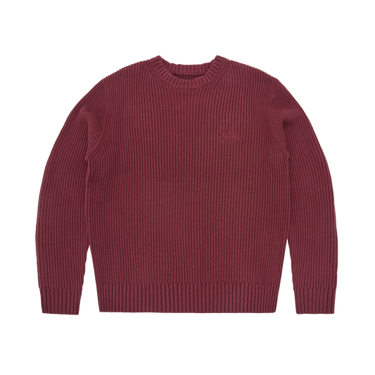 CROCHET APPLIQUE KNIT CREW [BURGUNDY]