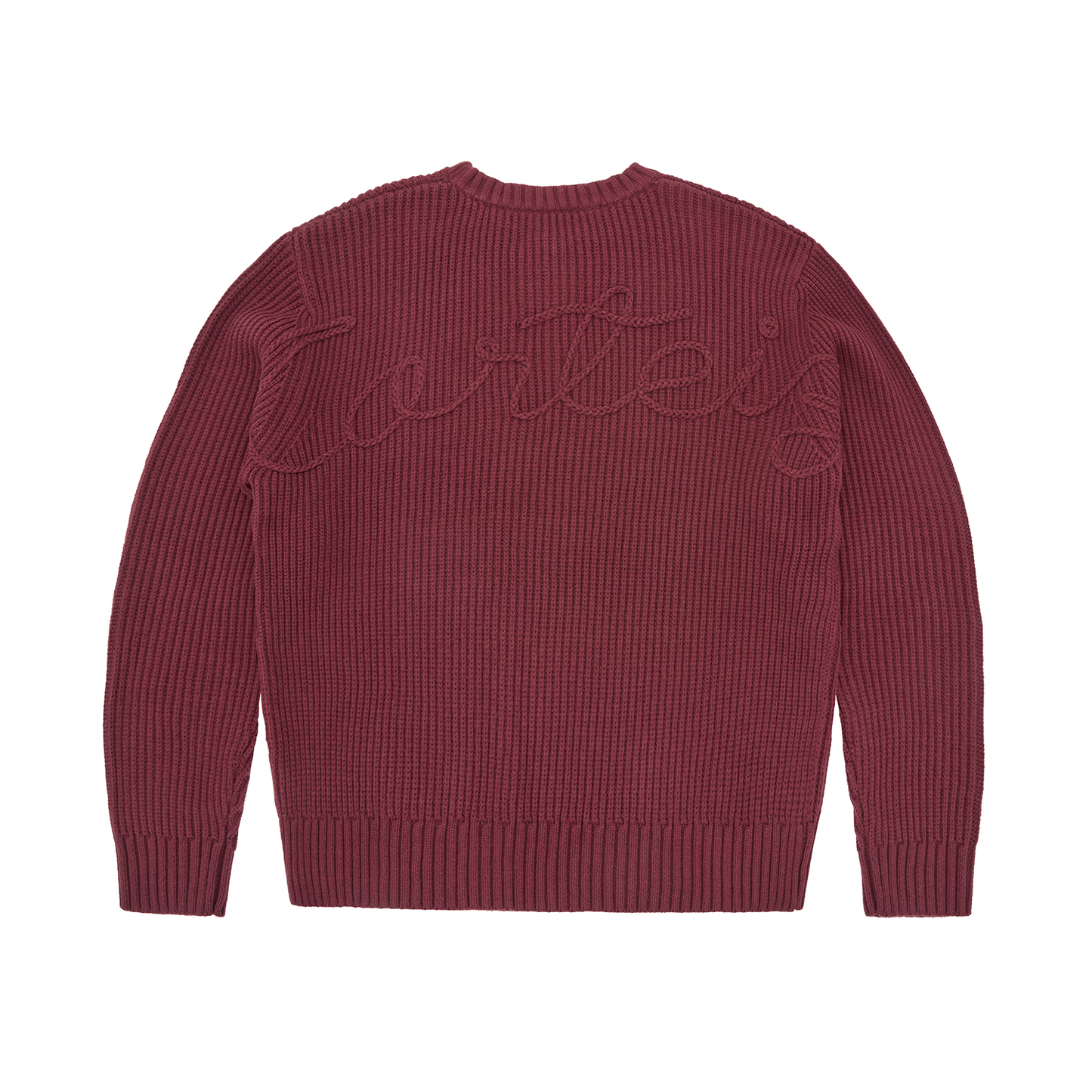 CROCHET APPLIQUE KNIT CREW [BURGUNDY]