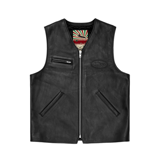 SKYDIVE LEATHER VEST [BLACK]