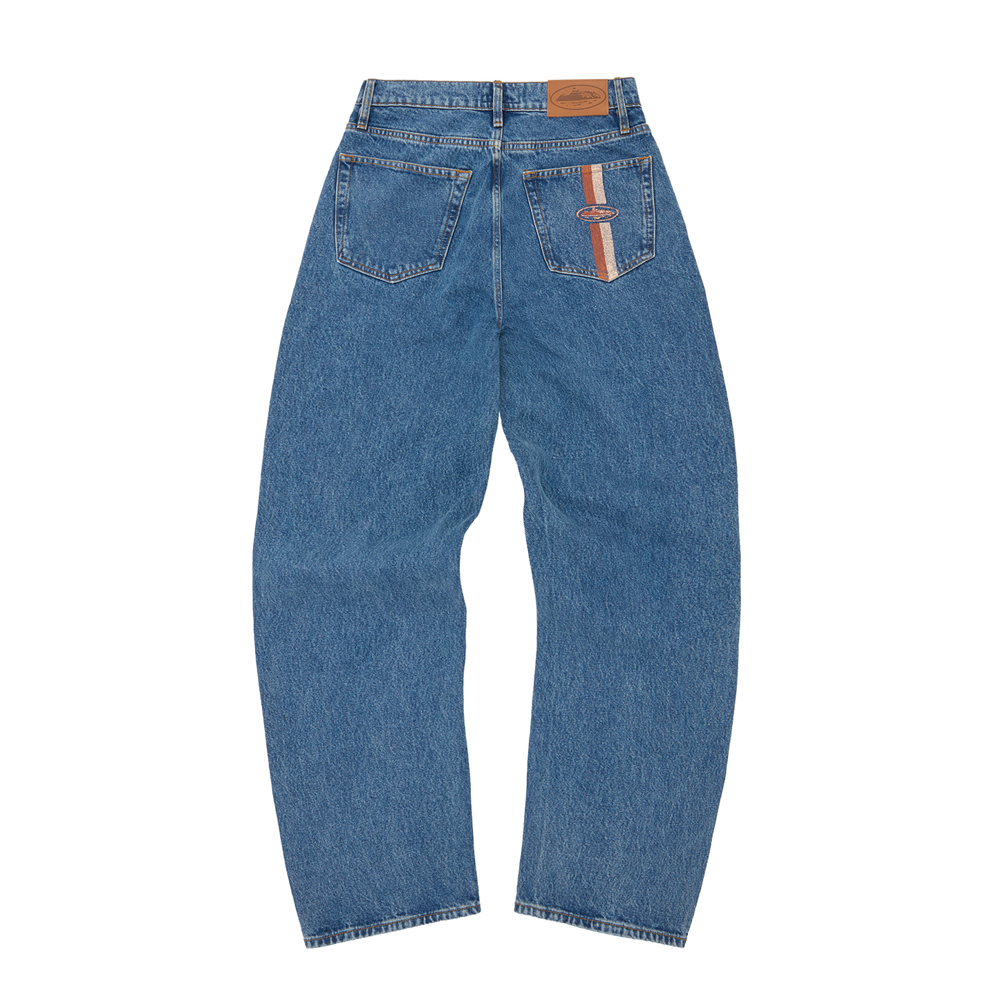 DUAL STRIPE BAGGY JEANS [MIDWASH]