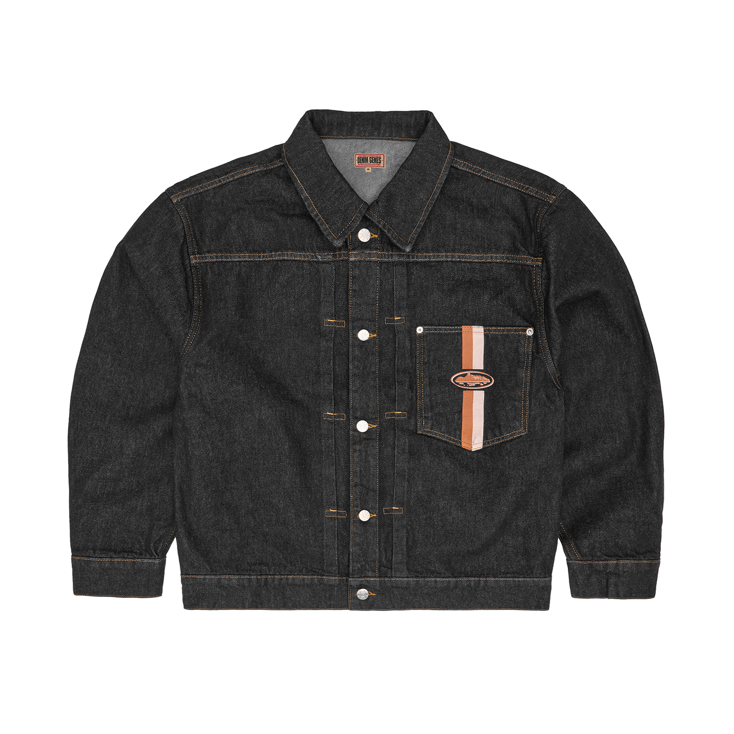 DUAL STRIPE DENIM JACKET [WASHED BLACK]