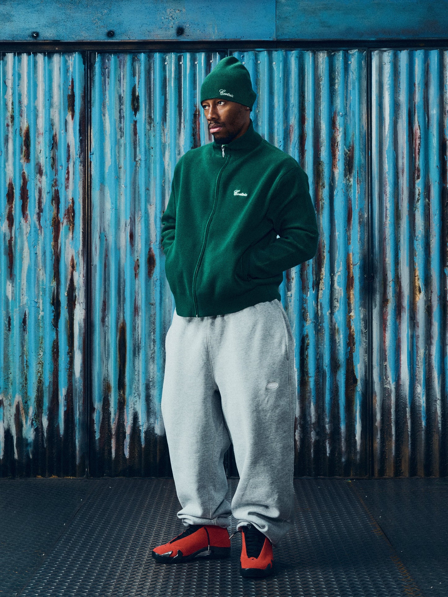 2 TONE RIBBED KNIT BEANIE [GREEN]