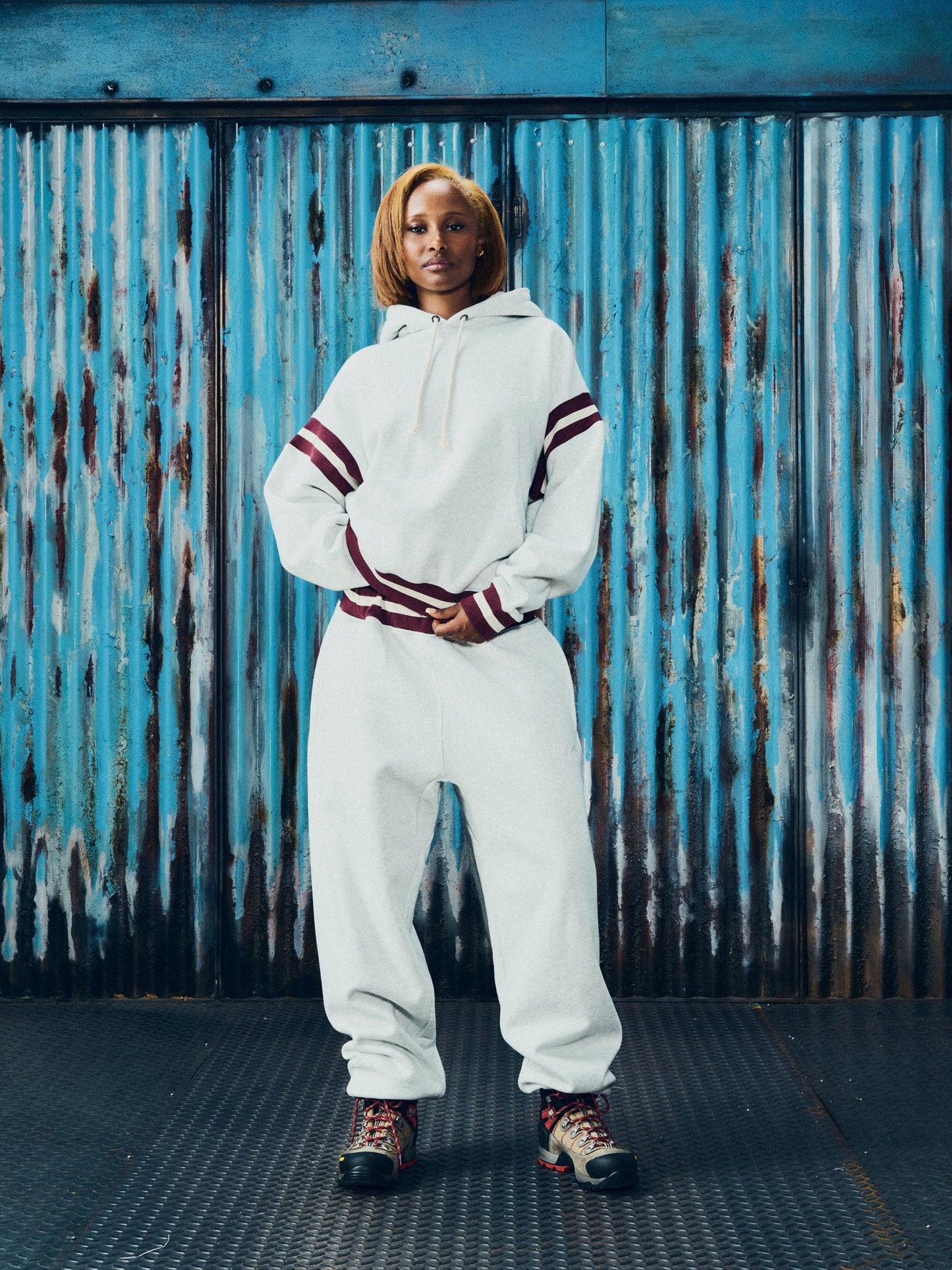HMP STRIPE RIB SWEATPANT [LIGHT HEATHER]