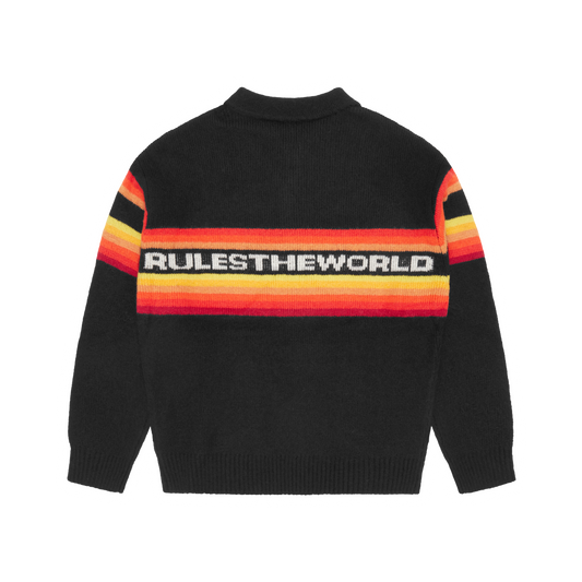 GRADIENT HALF KNIT ZIP PULLOVER [BLACK]