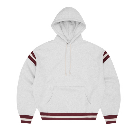 HMP STRIPE RIB HOODIE [LIGHT HEATHER]