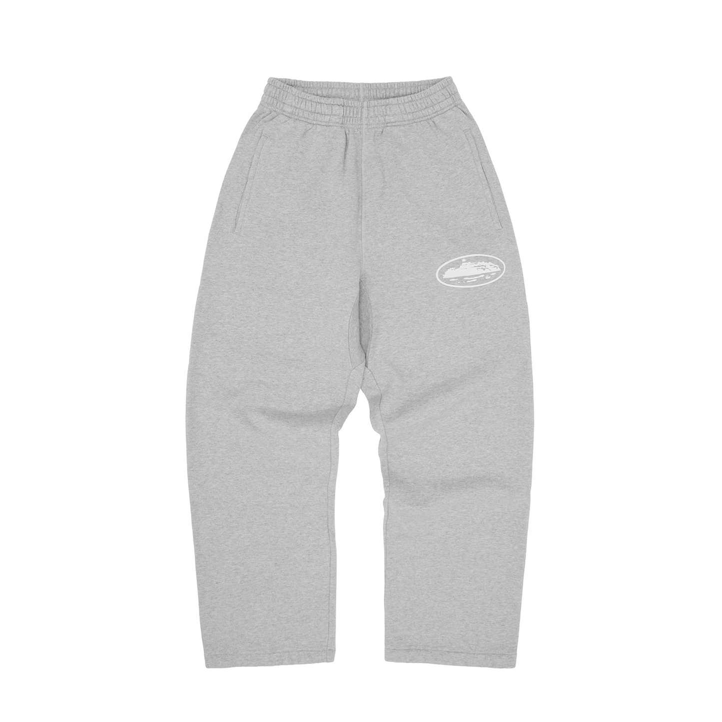 ISLAND PUFF PRINT OPEN HEM SWEATPANT [HEATHER GREY]
