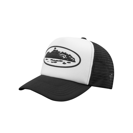 ISLAND PUFF PRINT TRUCKER HAT [WHITE/BLACK]