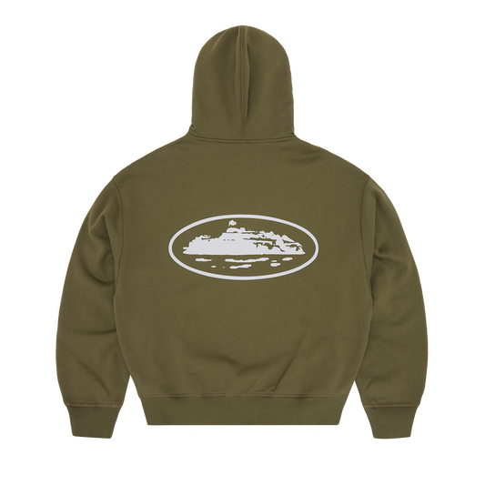 ISLAND PUFF PRINT ZIP HOODIE [OLIVE]