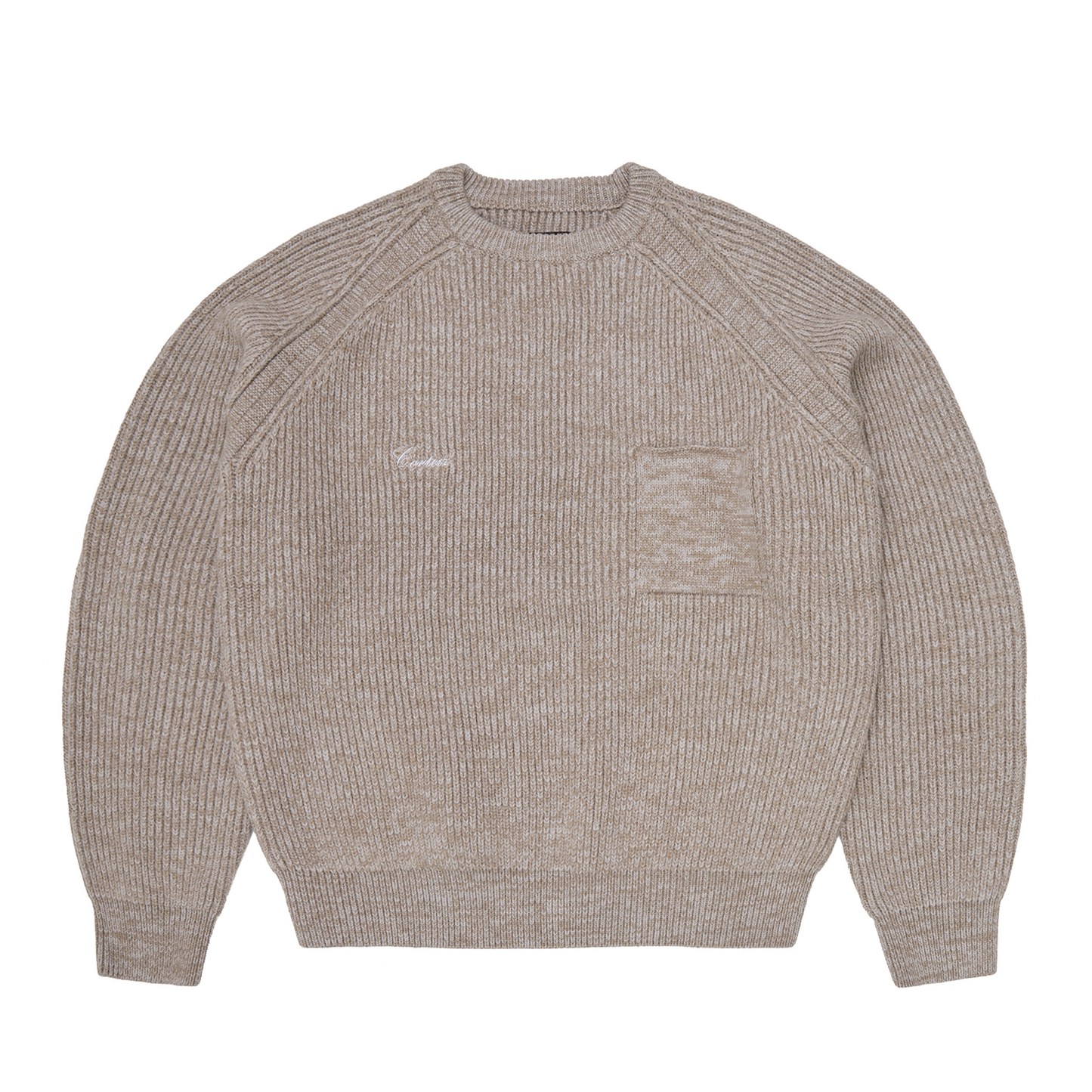 SCRIPT POCKET KNIT SWEATER [OATMEAL]