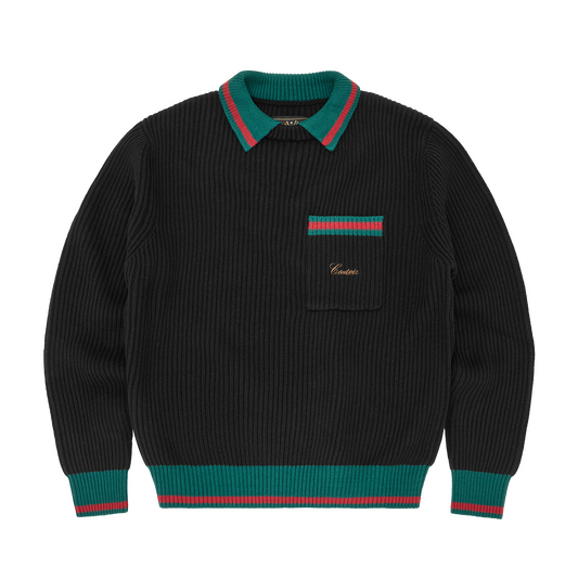 GIANNI KNIT POLO SWEATER [BLACK]