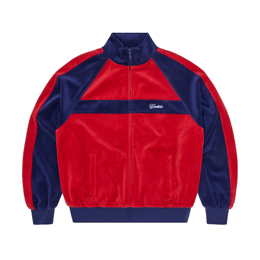 PISTA VELOUR TRACK JACKET [NAVY/RED]